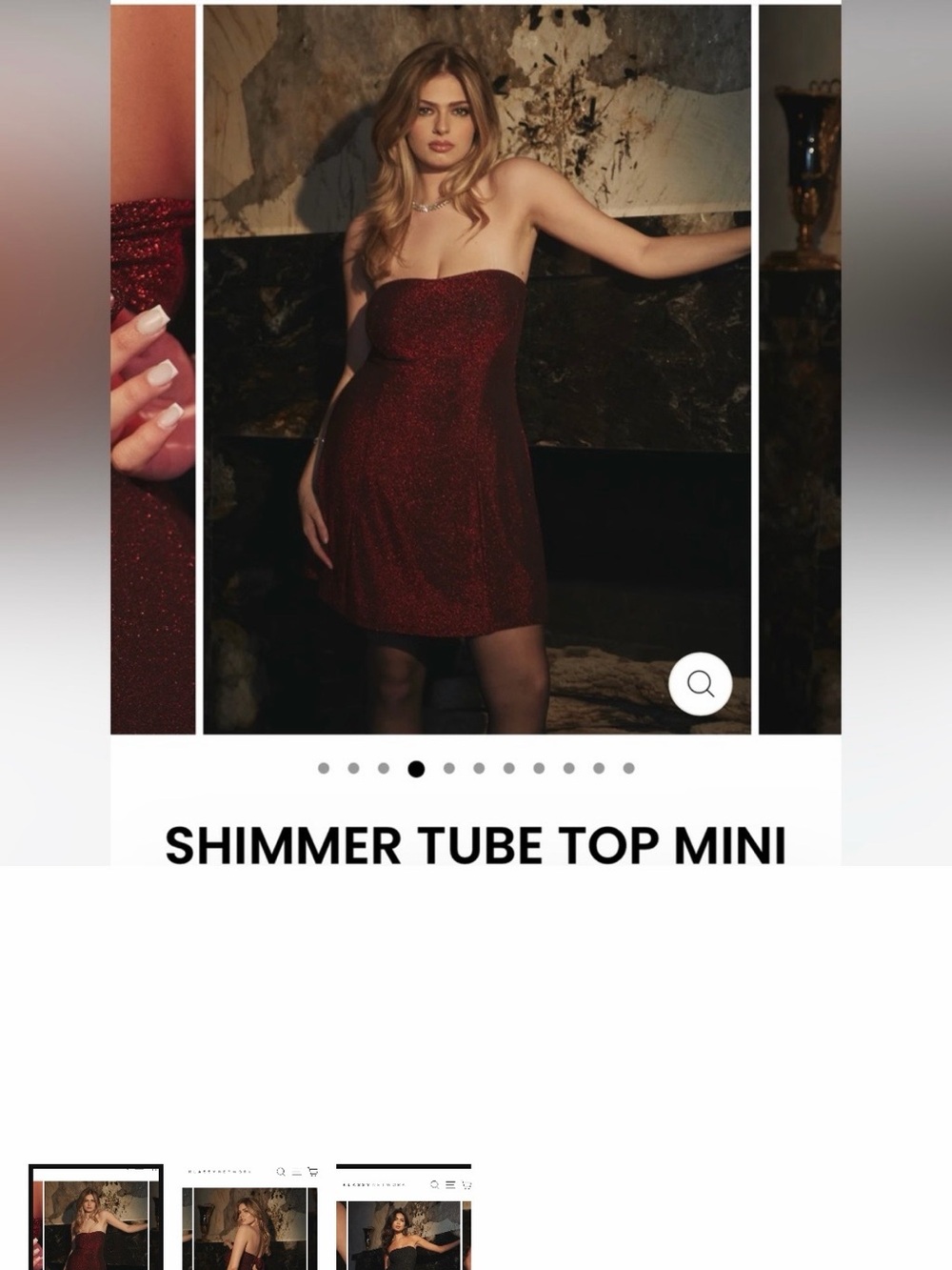 Klassy Network Strapless Shimmer Mini Dress - Burgundy